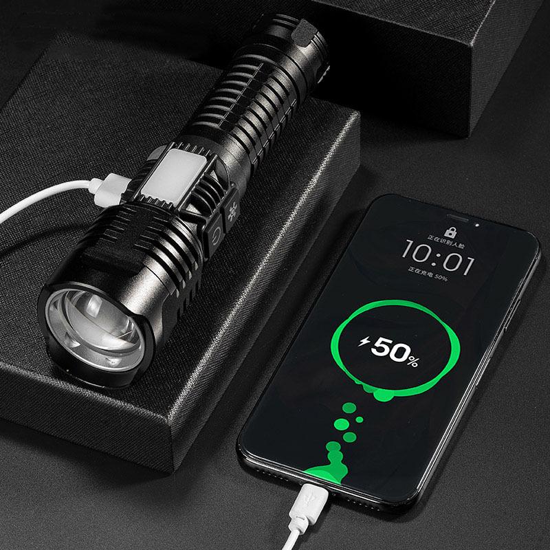 Powerful Laser Flashlight Convoy Torch Light 26650 Battery Lamp With Power Bank Outdoor Lighting Zoom Rechargeable Flashlights