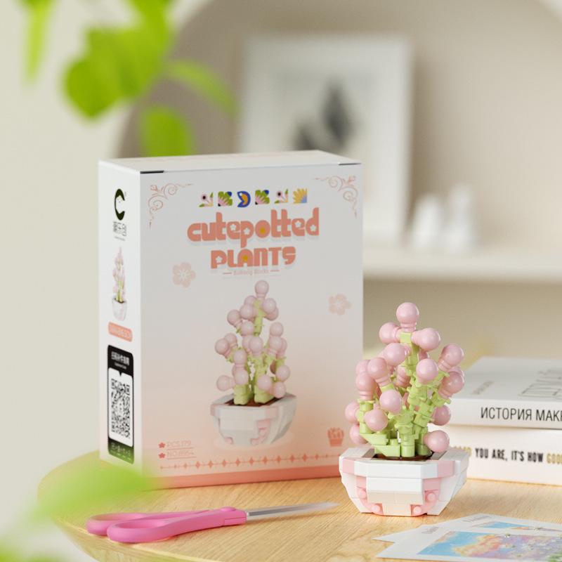 Secret Garden Flower Building Blocks: Rose & Carnation Potted Plant Toy - Perfect for Children's Play and Teacher's Day Gifts