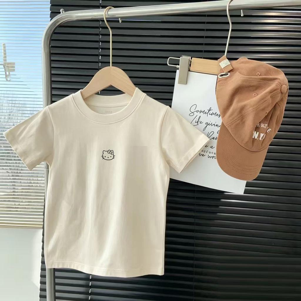 Girls Cotton Cartoon T Shirt Summer Loose Short Sleeve Top Baby Breathable Printed Tee