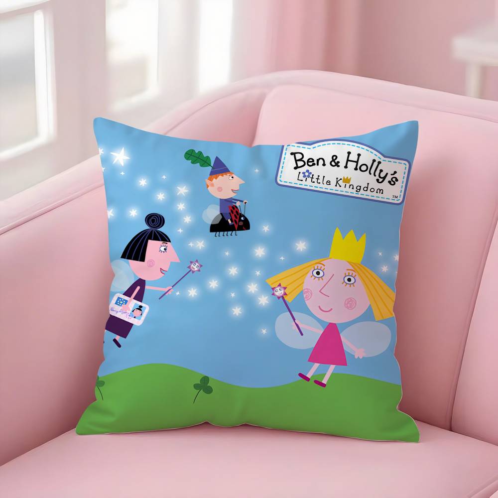 

Cartoon B-Ben Hollys Little KingdomS Pillow Case Soft Plush Fabric Double Sided Print Decorative Home Living Room Gift Cushion 50cm x 50cm