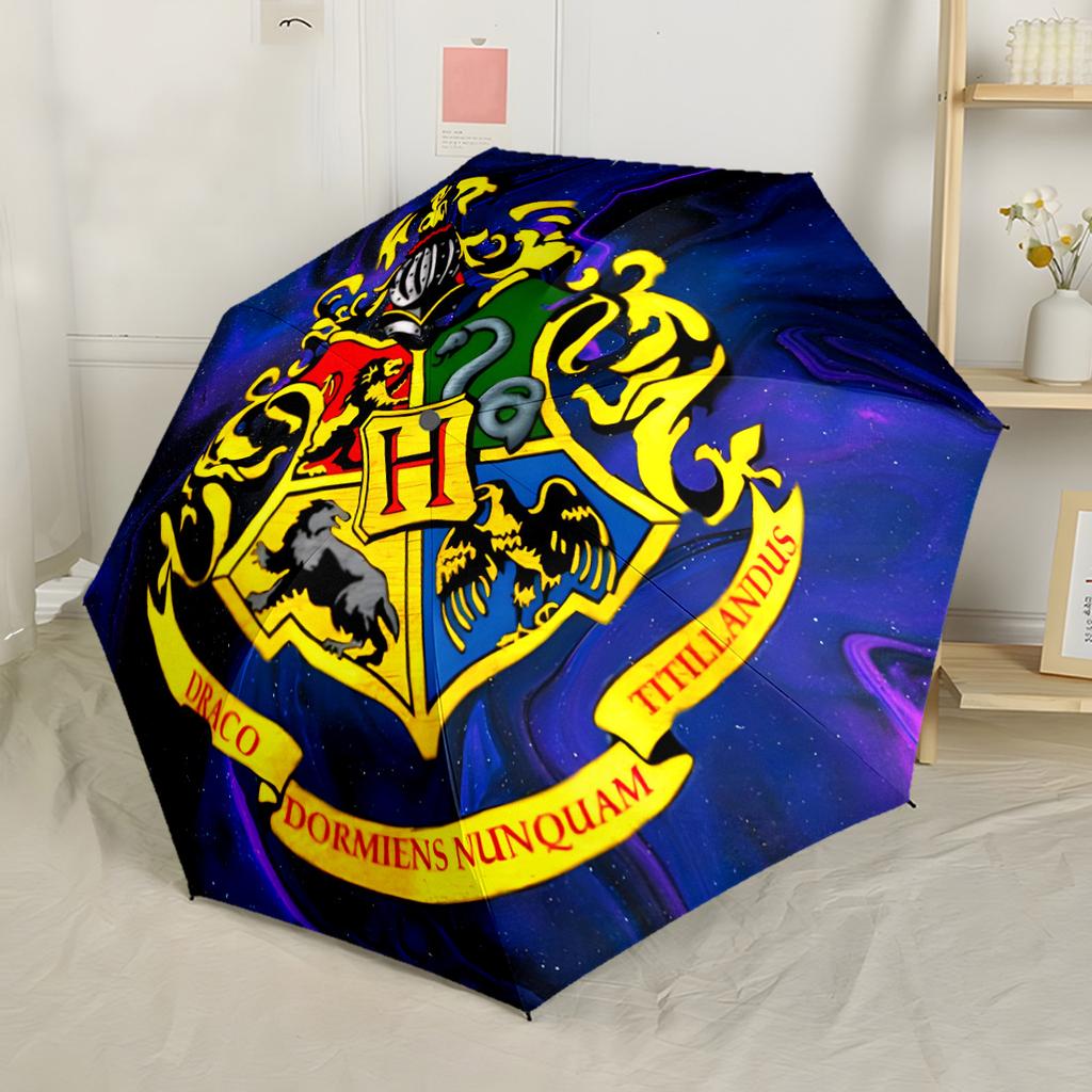 Hogwarts Crest Symbolism Outdoor Automatic Umbrella with 8-Rib Sturdy Construction Perfect for Outdoor Adventures Fashion Lovers Best for Christmas