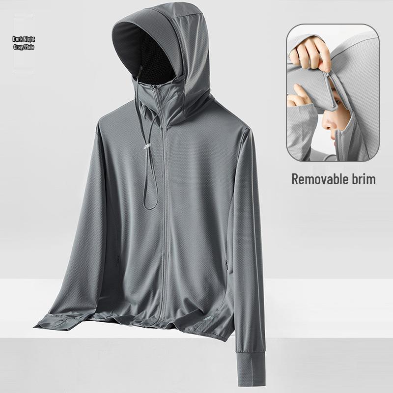 Jiaos UPF50 Sonnenschutzkleidung aus Eisseide: Leicht, Atmungsaktiv, Große Krempe, Unisex, Anti-UV, Ideal zum Angeln.