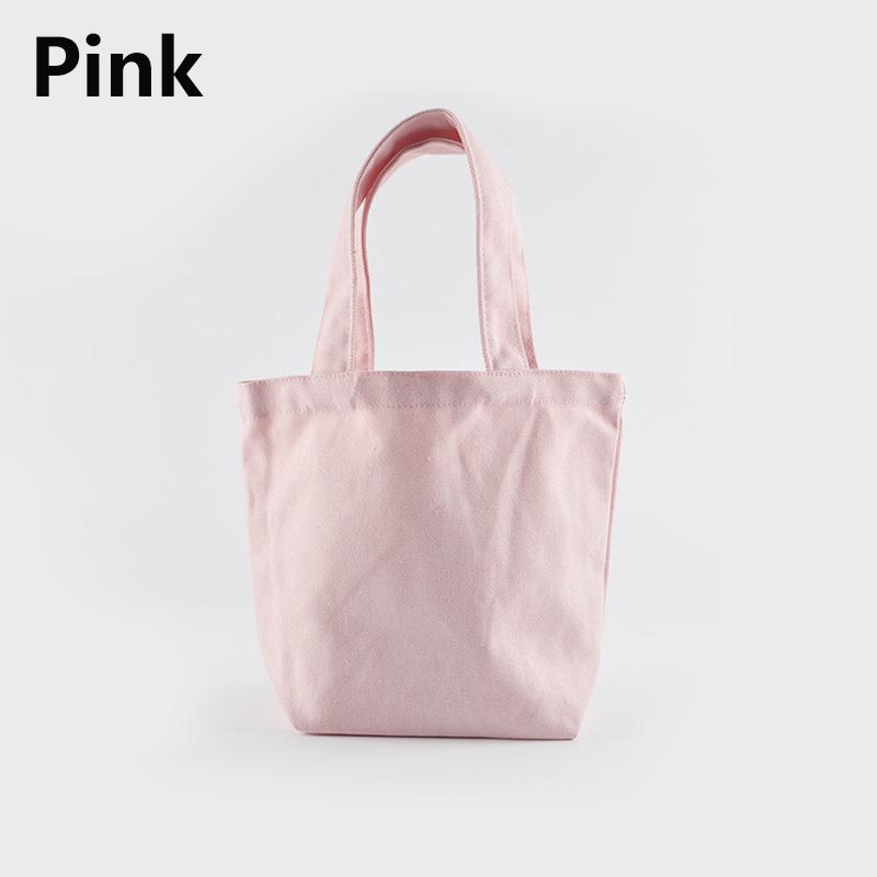 Sac à déjeuner en toile, petit fourre-tout pliable, sacs d'épicerie de couleur unie, sac à main décontracté, sac à bandoulière rose