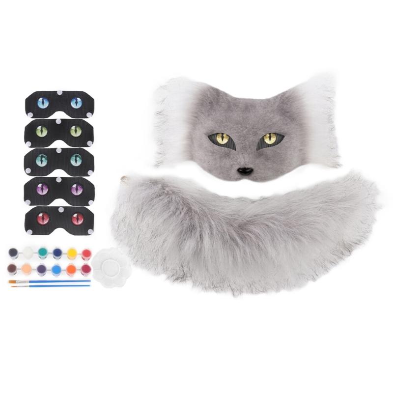 Flexible Mask With Plush Tail DIY Crafting Supply Costume Accessory For Costume And Creative Dressing Up Event