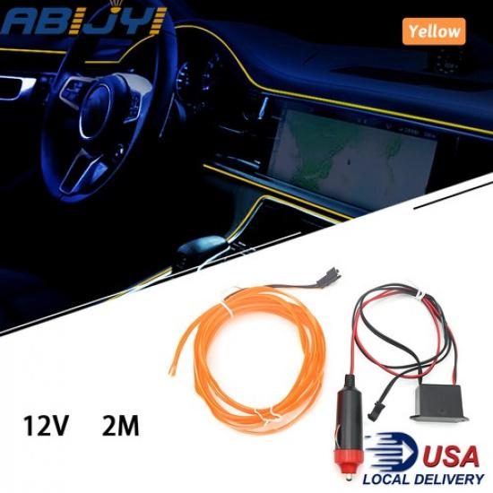 Car Interior Atmosphere Wire Auto Strip Yellow Light LED Decor Lamp Accessories