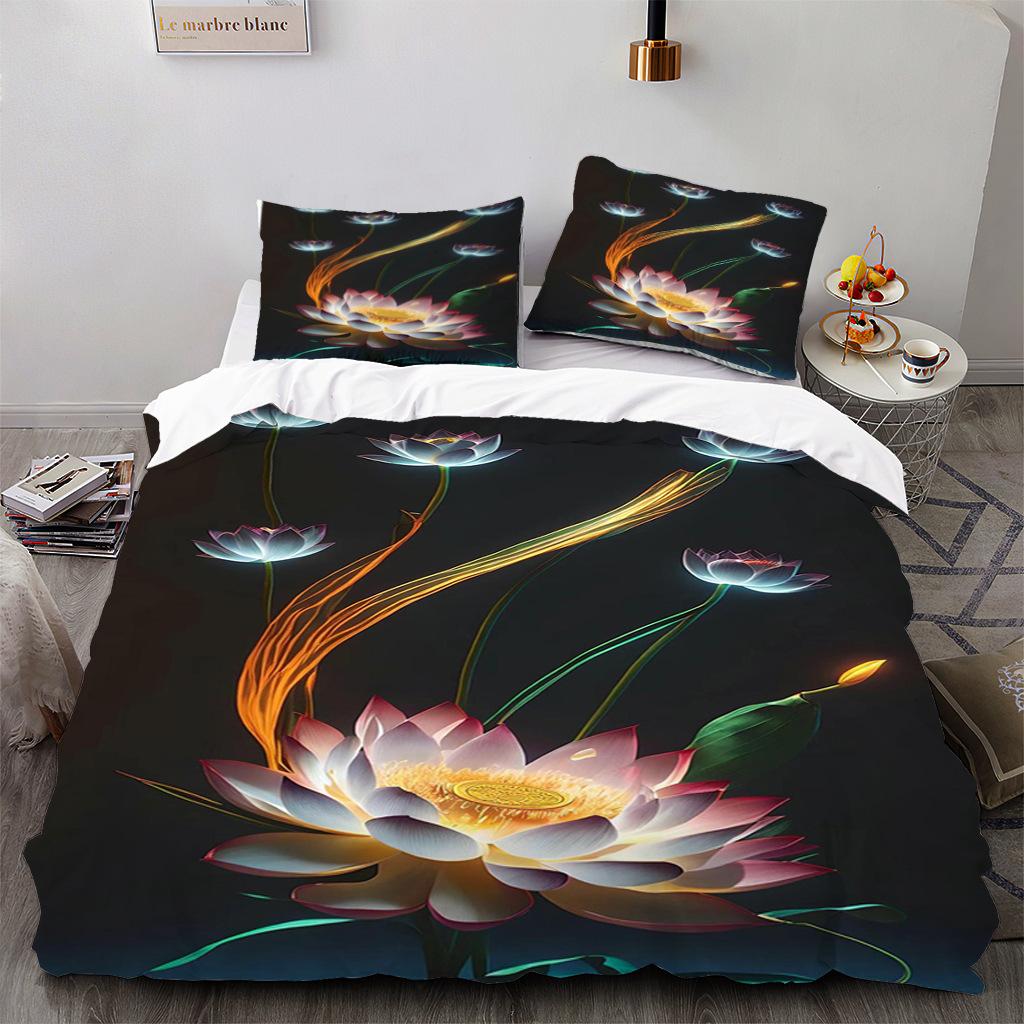 

Реалистичный трехпредметный комплект постельного белья с принтом лотоса, Постельное белье, Постельное белье с цифровой печатью 135*200