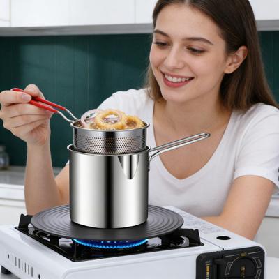Tigaie Adâncă din Oțel Inoxidabil de 1.2L cu Clește pentru Coș Capacitate Mare Lavabilă în Mașina de Spălat Ulei de Gătit pentru Prăjit Container pentru Grăsime de Bacon Gadgeturi de Bucătărie