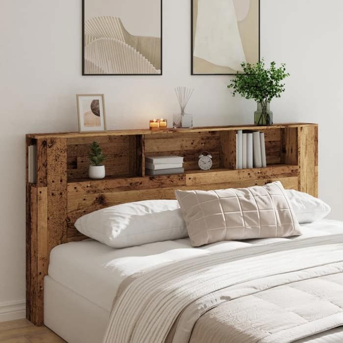 VidaXL Headboard Cabinet Old Wood 200x18.5x102.5 Cm, Headboard, Bedroom Cabinet, Wall-mounted Headboard, 856886