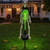 Halloween Yard Ornaments 2Pcs Solar Skeleton Stake, LED Garden Lights, Waterproof Lawn Stakes Realistic Skull Figurines for Outdoor Patio Walkway
