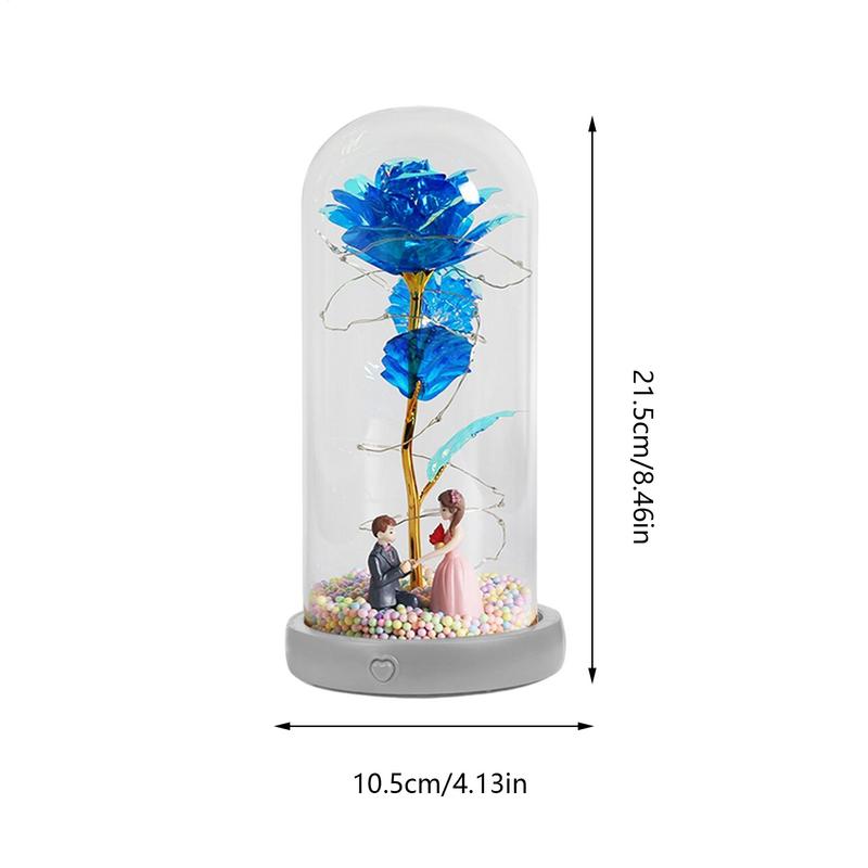 Preserved Flowers In Glass Dome Musical Artificial Flower Light LED Light String Romantic Eternal Floral Lamp For Women Mom