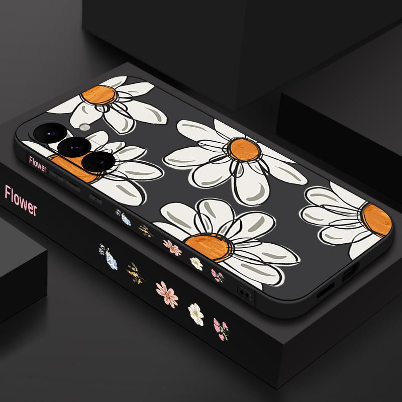 Cartoon Sunflower Lanyard Case For Samsung Galaxy S25 S24 Ultra S23 S22 Plus S21 S20 FE A34 A54 A15 A35 A55 A16 A36 A56 5G Capa