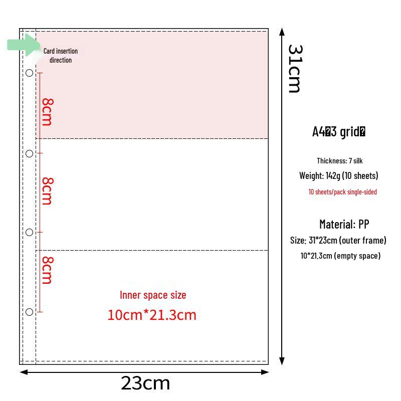 Transparent A4 and A5 Card Album Refills: 4-Pocket, 9-Pocket, 4-Inch Photo Pages
