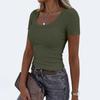 Top da Donna Magliette Basic Camicie Trendy a Maniche Corte Top Aderenti Casual a Coste