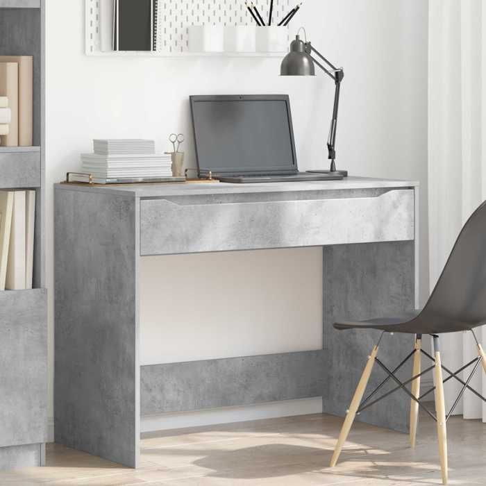 Bureau - MAISON EXCLUSIVE - 100 x 50 x 78 cm - Gris Béton - Bois d'ingénierie - 1 tiroir