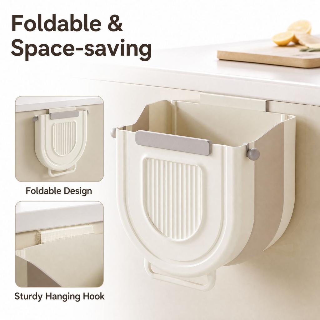 Wall Mounted Folding Kitchen Can with Cabinet Door Hanging Design for Home