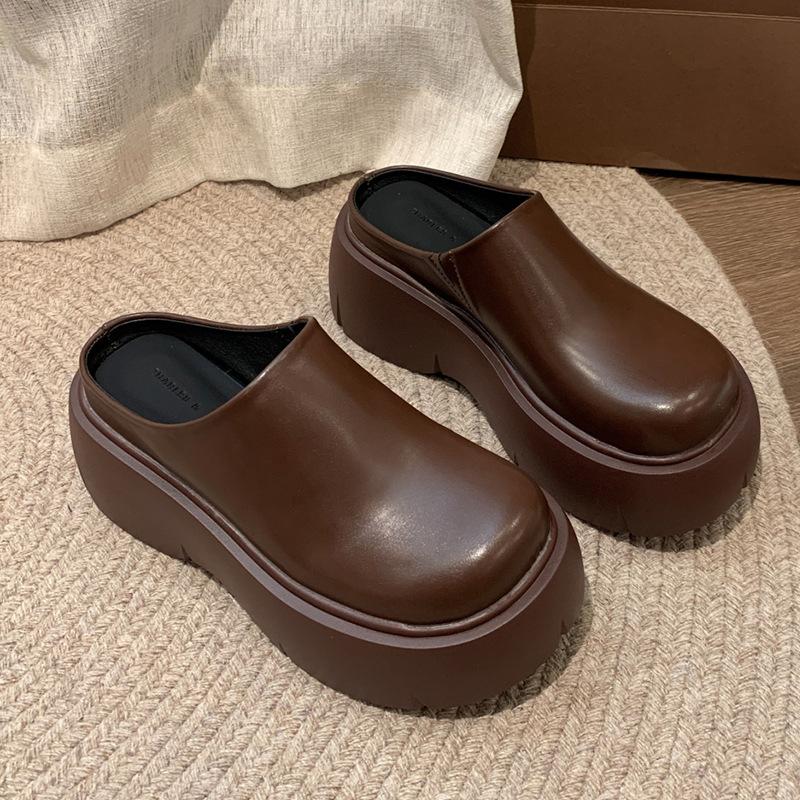 Internet Celebrities Heel-free Slippers Spring New Popular Super High Heel Bag Head Shoes Breathable and Cool