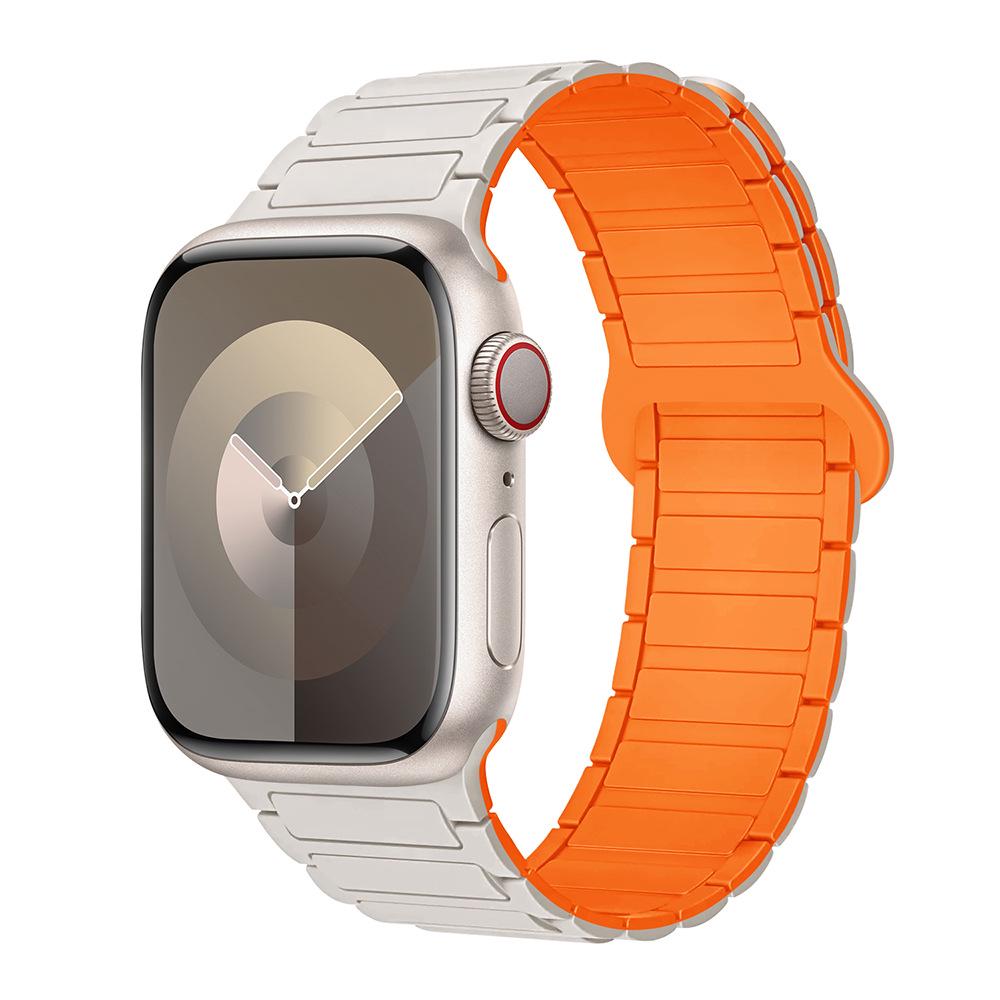 Compatible Silicone Magnetic Buckle Band for Apple Watch Series 1-11, Ultra 3, SE 3 Three-Bead Style