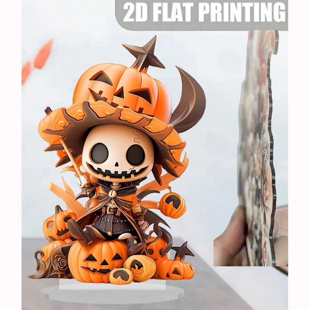 Halloween Kürbis Skelett Mann 2D Flache Acrylfigur Zuhause Büro Café Zimmer Studio Vitrine Tisch Ornament Desktop Deko