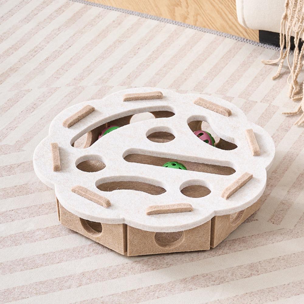 

Decompression Interactive Cat Toy With 3 Bell Balls Cat Exercise Toy Interesting Cat Maze Toys Cat Floral / White+Camel