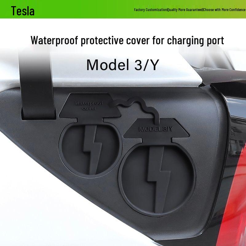 Tesla Model 3/Y Waterproof Charging Port Cover: Dustproof Protective Accessory