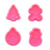 4-Piece Set of Christmas Cookie Molds, Cute Gingerbread Man Christmas Tree Fondant Cookie Cutter, Chocolate Stamping Mold Printing Mold Cake DIY D