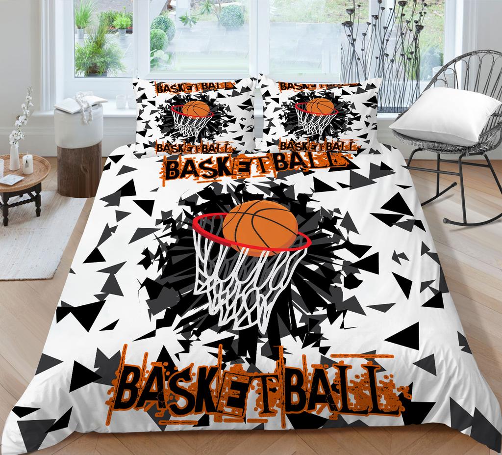 3D Basketball King Queen Duvet Cover Sports Theme Bedding Set For Kids Teens Boys Ball Game Bedroom Decor Soft Comforter Cover