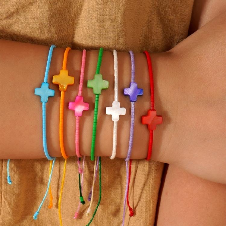 Handcraft Sturdy Beaded Crosses Bracelet With Alloy Charm Adjustable Designs for Trendy Women Bohemian Jewelry