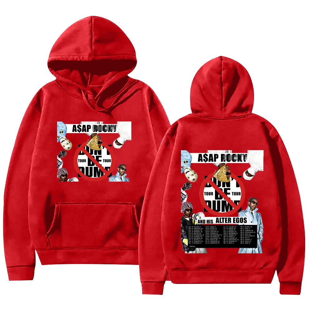 

Asap Don’t Be Dumb Tour 2026 Худі З Довгим Рукавом Пуловери Вінтажний Хіп-Хоп Светр Унісекс Повсякденний Y2K Одяг L червоний