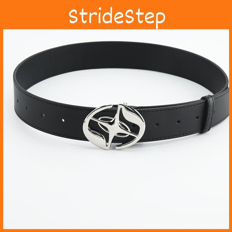 Smooth Waistband Buckle With Circular Center Cross Leather Pattern