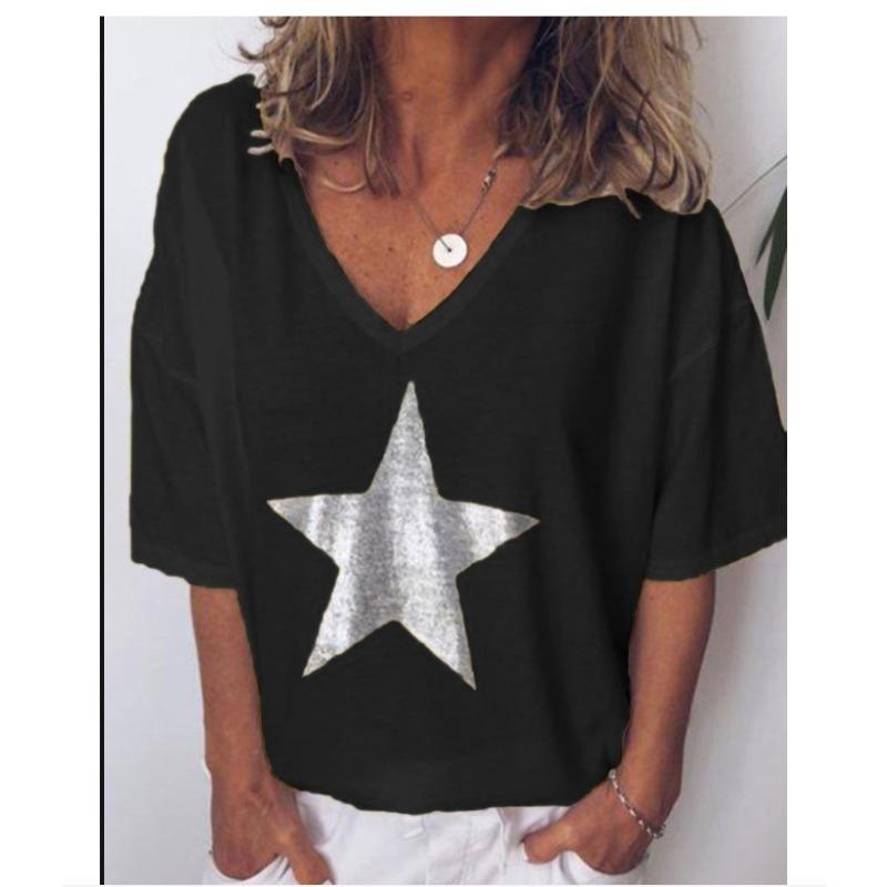 QICED Women's Fashion Casual Short Sleeve V Neck Blouses & Shirts