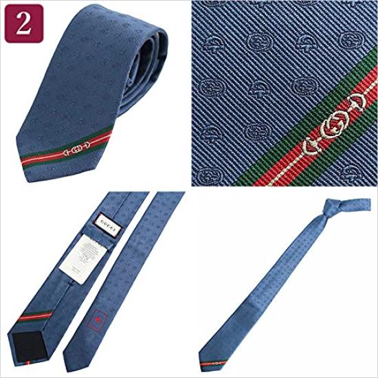 Narrow Slim Double G 624057 Blue [Gucci] Tie, Tie, Silk, & Horsebit, 4E002, Men's, [Item No. 2]