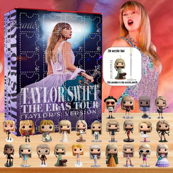 Vánoční adventní kalendář 2024 24 dní Kreslené akrylové figurky Ozdobná sada Vánoční odpočítávací kalendář pro milovníky hudby