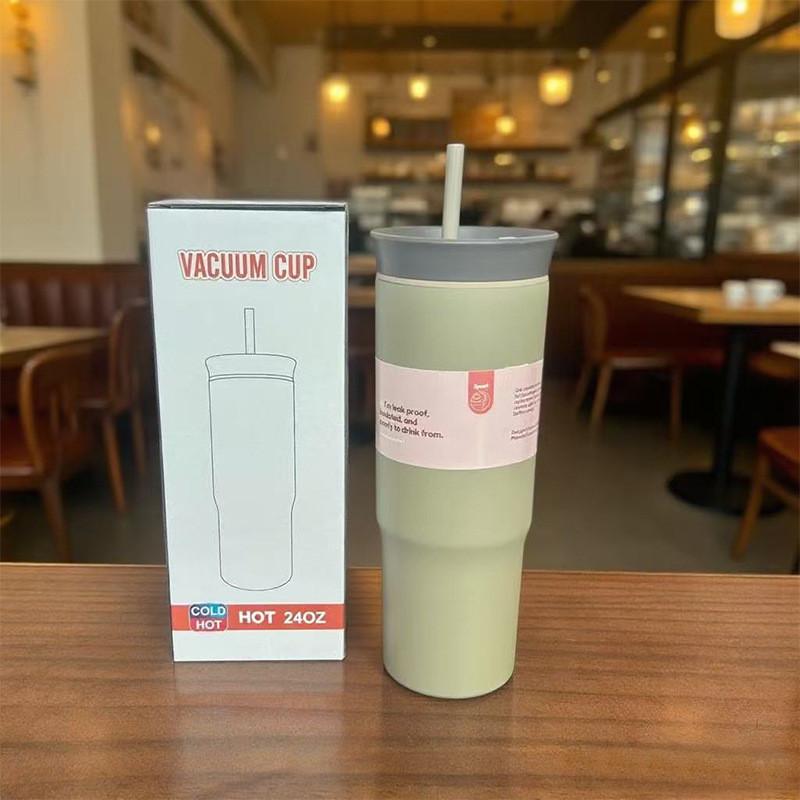 Insulated Steel Stainless Travel Mug With Drinking Straw For Home And Car Use