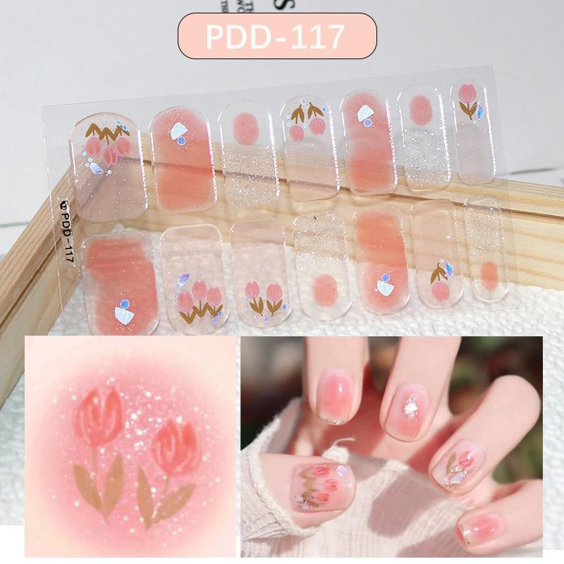 Press On Nail Stickers 1 Sheet Long Lasting Floral Pattern Self Adhesive Fake Nails for Gift Giving