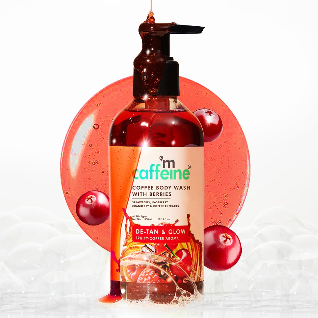 

mCaffeine Coffee Body Wash With Berries 300 Ml Fruity Fragrance Shower Gel For Men Women Deep Cleansing Glow Skin Care