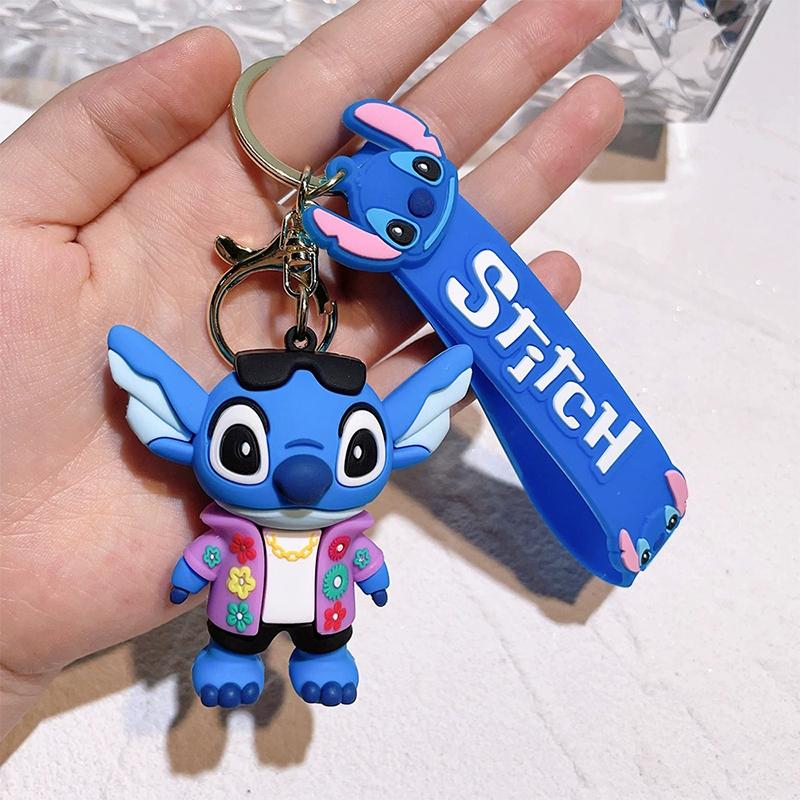 Anime Lilo & Stitch Keychians Cute Stitch Angel Pendant Keychain Cartoon Car Keyring Ornament Toy Gifts For Unisex