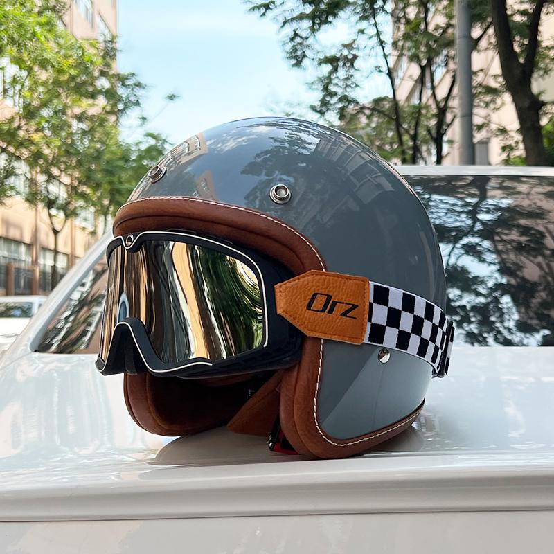 Vintage Motorcycle Helmet 3/4 Half Helmet Certified Motorcycle Helmet for Men and Women