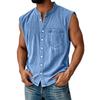 Mouwloze Hemden voor Mannen Knopen Casual Tanktops Mannen met Zak Wijde Pasvorm Zomer Lichtgewicht Top Tanktops Mannen