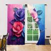 Set Of 2 Versatile Polyester Transparent Curtains Home Decoration Colorful Roses Use Bedrooms Living Rooms Made Area Window Treatment