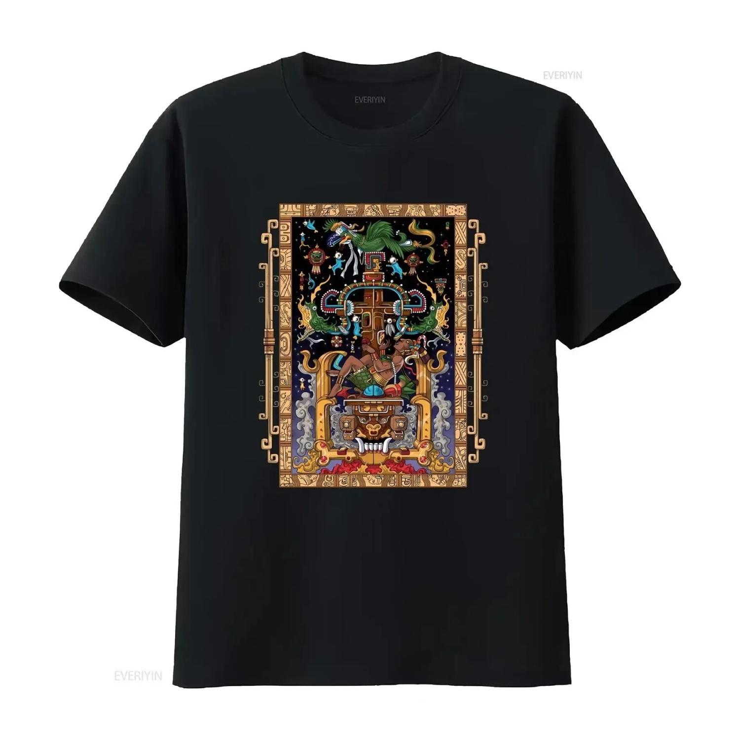 Ancient Mayan King Pakal Aztec God Civilization Mythology T Shirt vintage Washed Soft streetwear Breathable Unisex XXXXL
