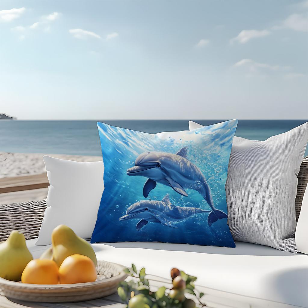 1 Pezzo Copricuscino da Lancio Subacqueo con Due Delfini, Adatto per Divano, Camera da Letto, Soggiorno, Un Regalo Curativo per gli Amanti degli Animali Marini.