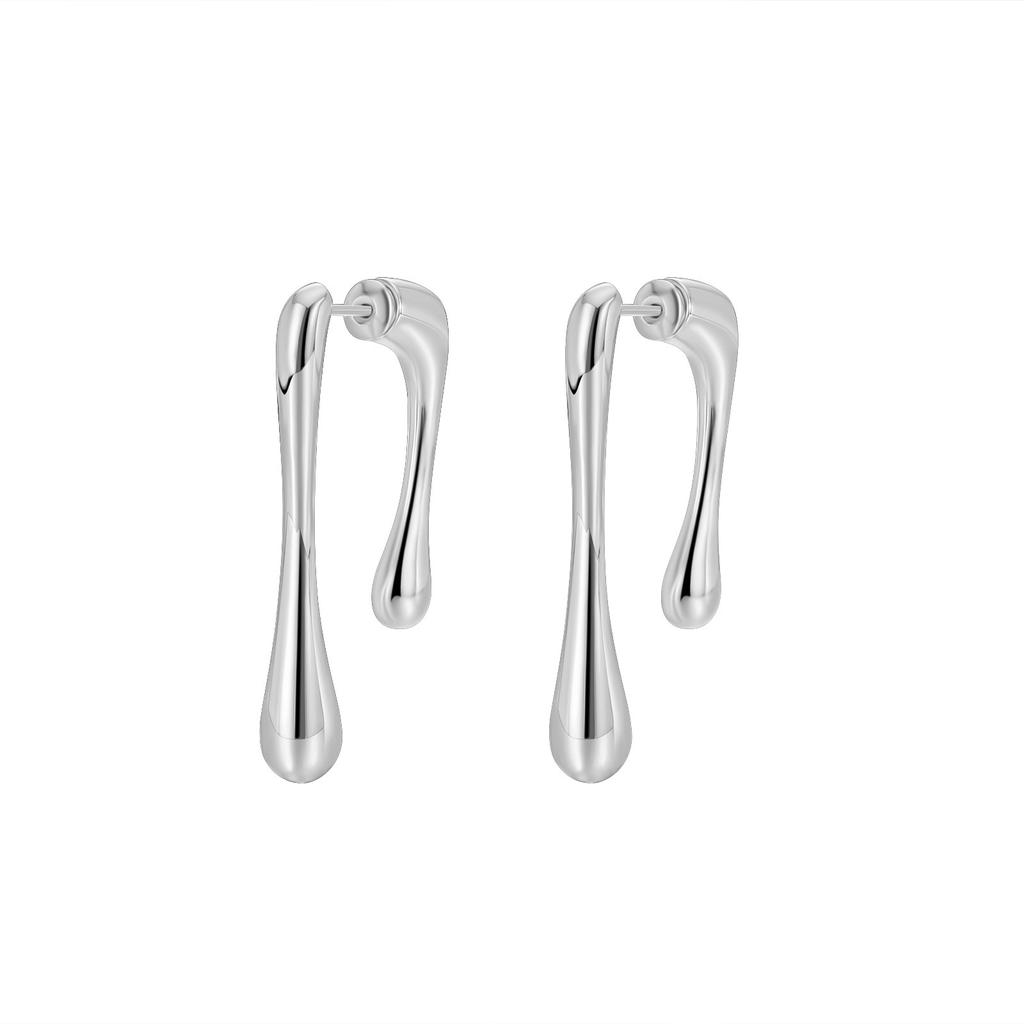 Metal Asymmetrical Fashionable Earrings Chic Geometric Design In Gold Silver And