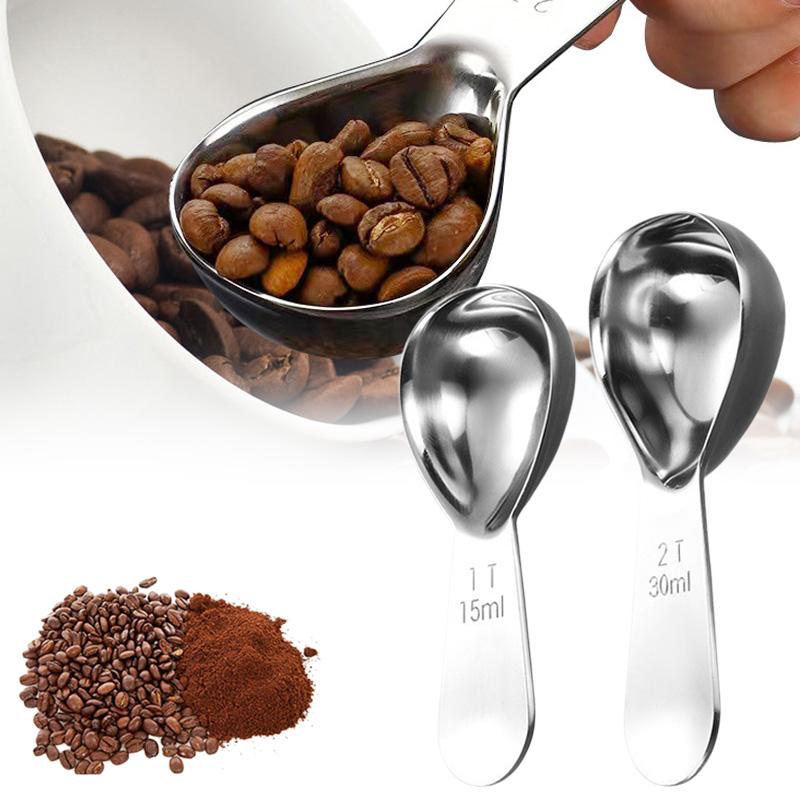 Kaffeelöffel, 304 Edelstahl Messkaffeelöffel Esslöffel kurzer Griff Esslöffel Messlöffel für Kaffee / Zucker