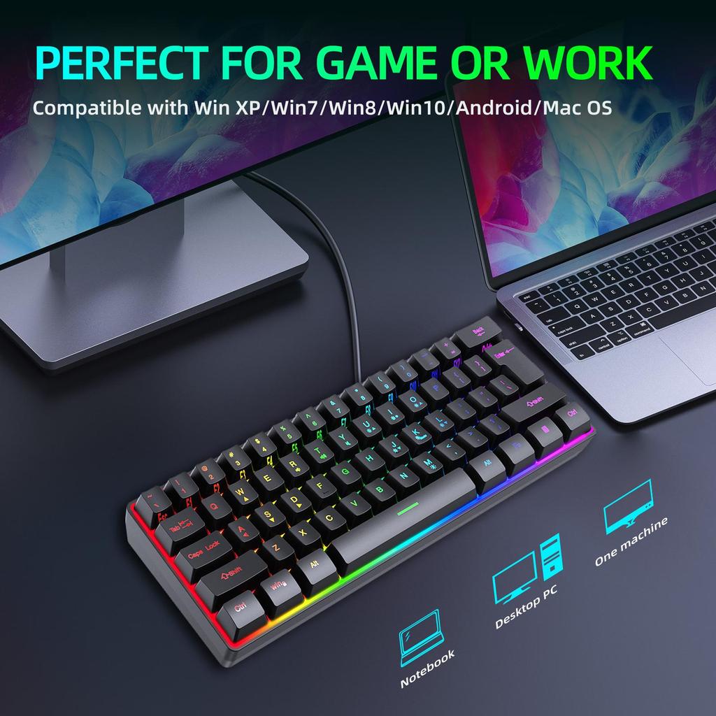 K401 Wired Gaming 61-Key Compact Keyboard