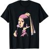 Funny Art Girl with a Pearl Earring Holding a Lollipop T-Shirt