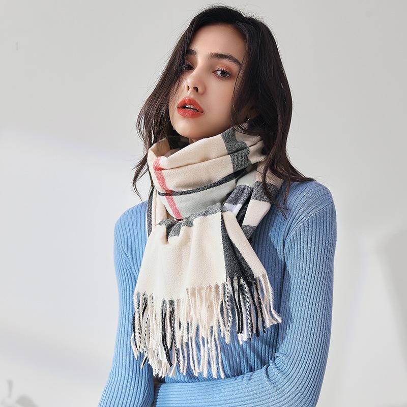 Plaid Scarf Women's 2025 Autumn and Winter Imitation Cashmere Scarf Medium Length Warm Scarf Shawl Sweet Scarf