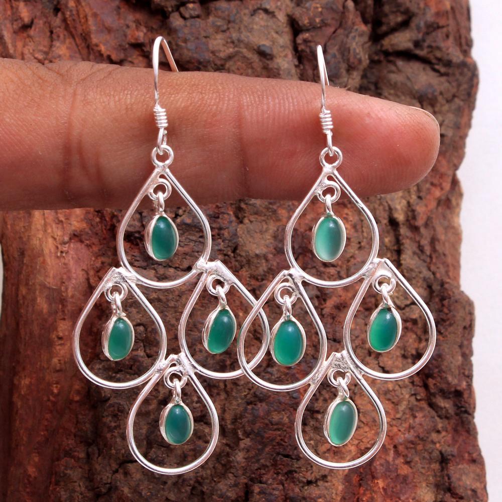 

Серьга-шарм из сердолика и серебра, Ювелирные изделия ручной работы из серебра 925 пробы, Ювелирные изделия с драгоценными камнями, Подарок для мамы, Эффектные украшения, Серьга-подвеска зелёный