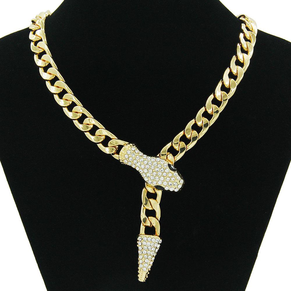 New Creative Magnet Snake Head Zircon Cuban Chains Necklace and Bracelet For Women Personality Fashion Jewelry Gift Accessories