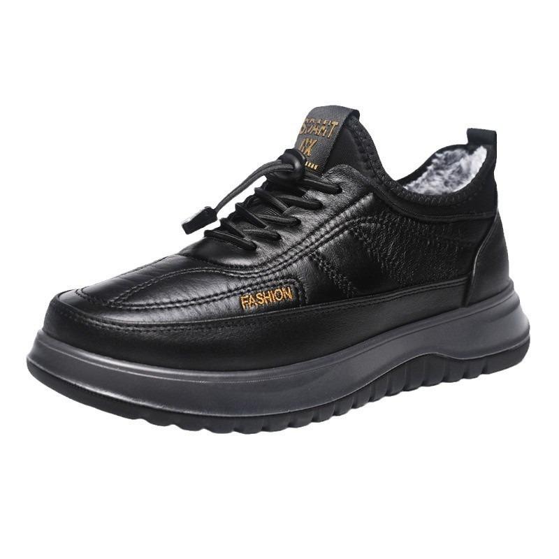 Winter New Cotton Shoes Men's Velvet Warm Thick-soled Casual Shoes Leather Surface Waterproof and Wear-resistant One-pedal Sports Men's Shoes