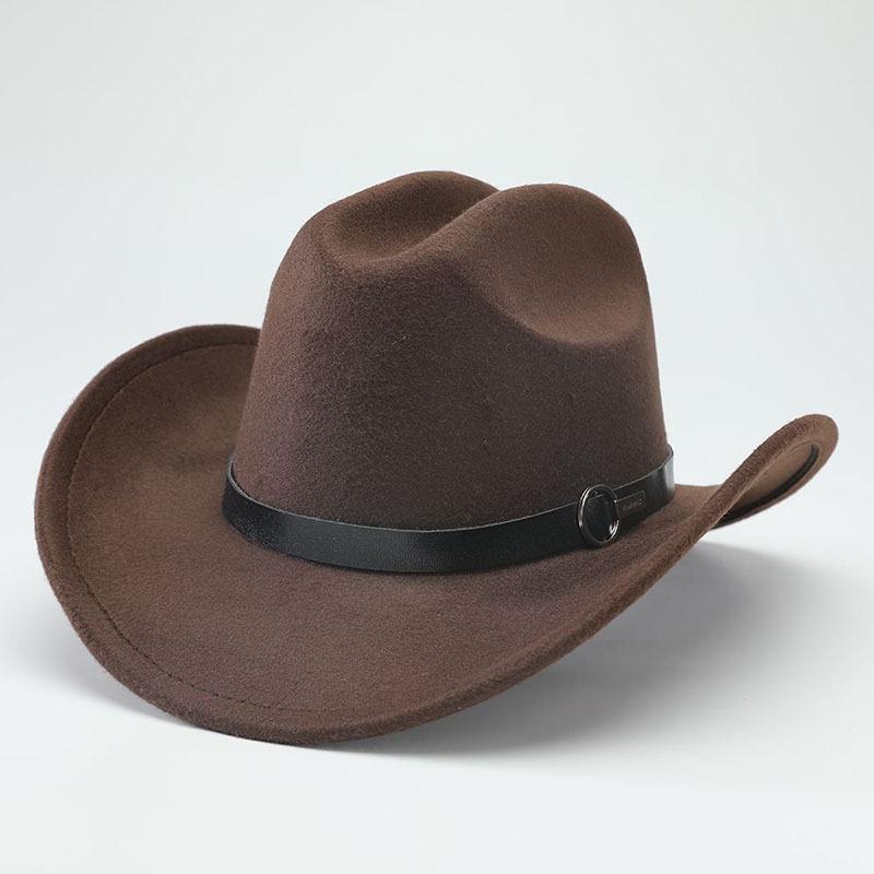 New European and American one-word woolen hat Western cowboy hat Top hat Men's and women's hats Travel jazz hat